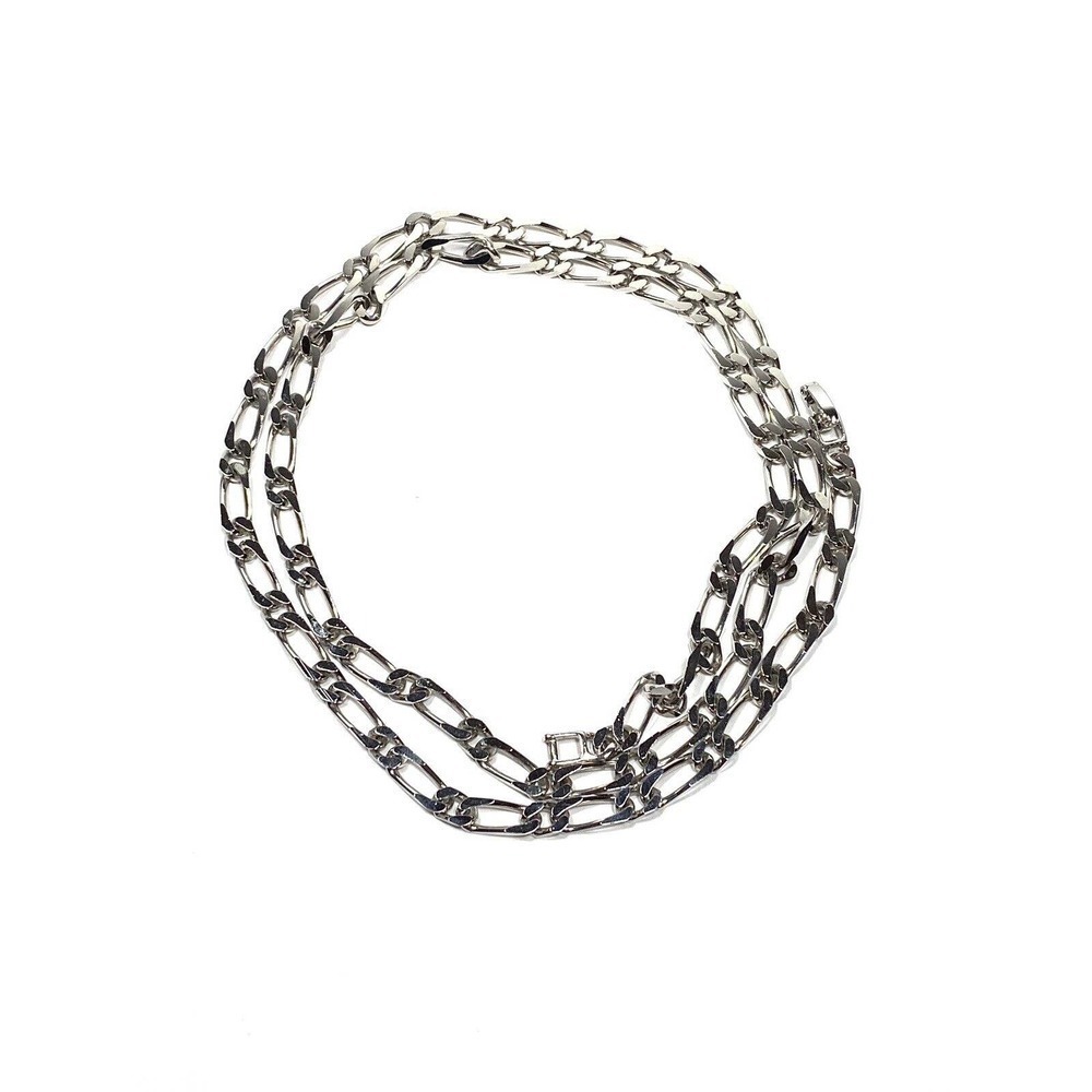 Monet Necklace Silver Tone Figaro Chain Heavy Vintage Chunky 30”